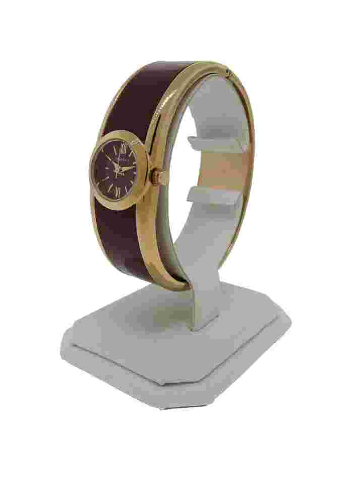Caravelle New York 44L148 Women's Rose Gold Tone Burgundy Bangle Analog Watch
