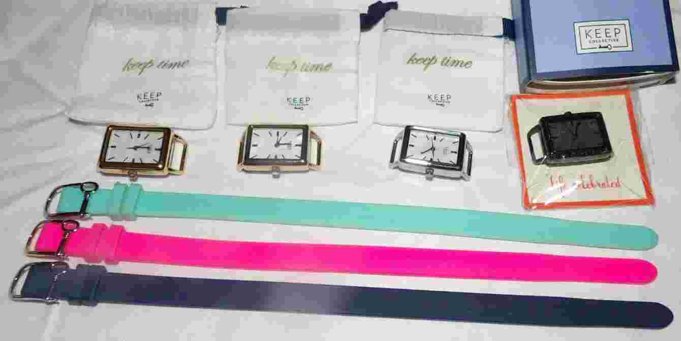 KEEP Collective Lot of 4 Square Face WATCHES and BRACELETS New & Pre-Owned