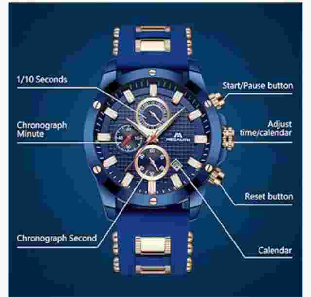 MEGALITH Mens Watches Chronograph Waterproof Watches for Men Blue Face Analogue