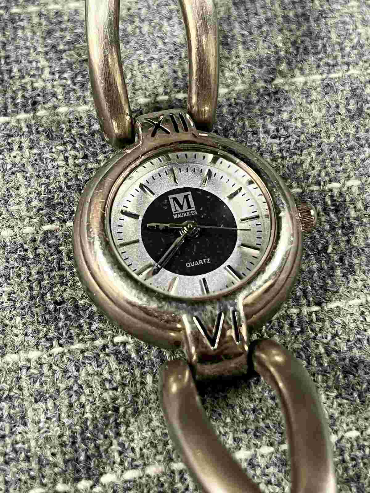 Maurices Brushed Metal Unique Metal Quart Ladies Watch