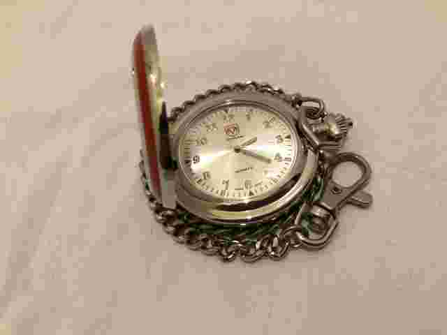Red Enamel Dodge Hinged Pocket Watch With Chain * for Repair