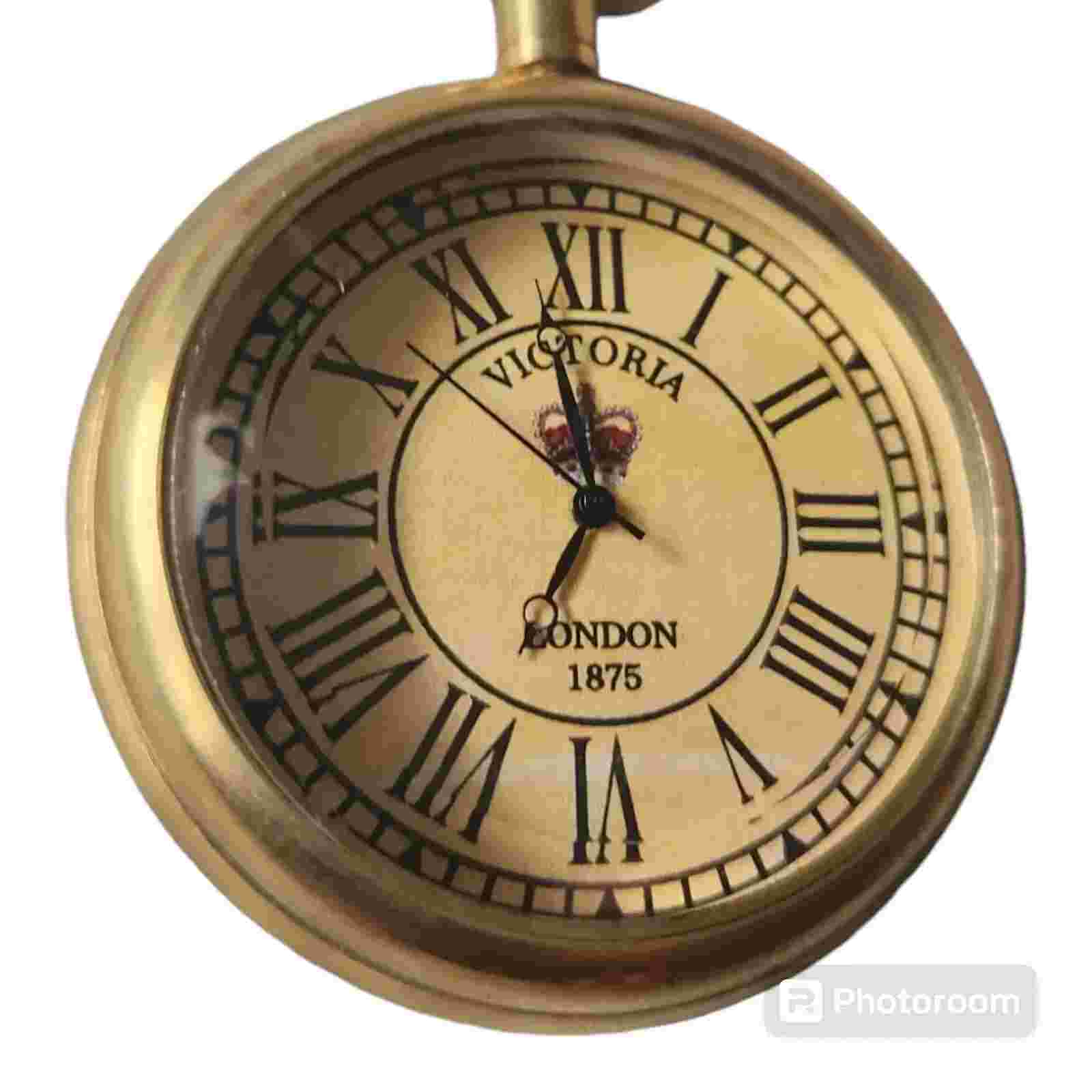 Antique style Brass Pocket watch Victoria 1875 vintage new with Leather case