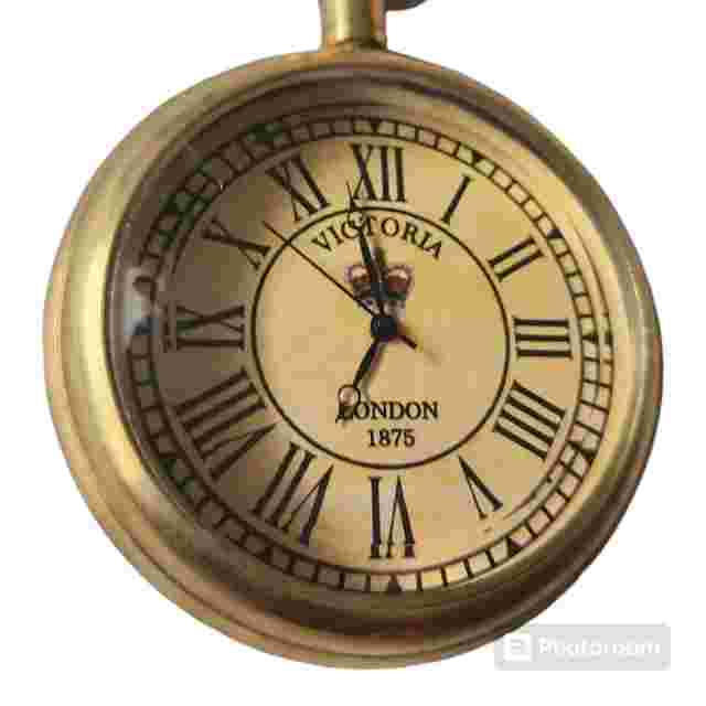 Antique style Brass Pocket watch Victoria 1875 vintage new with Leather case