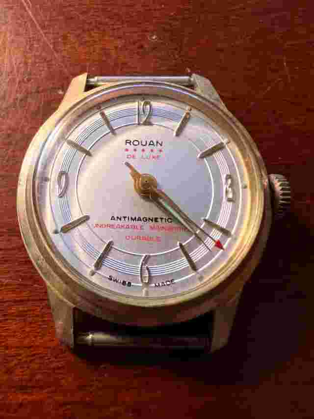 Vtg ROUAN Men’s Manual De luxe Antimagnetic Swiss Made Durable Works - No Band
