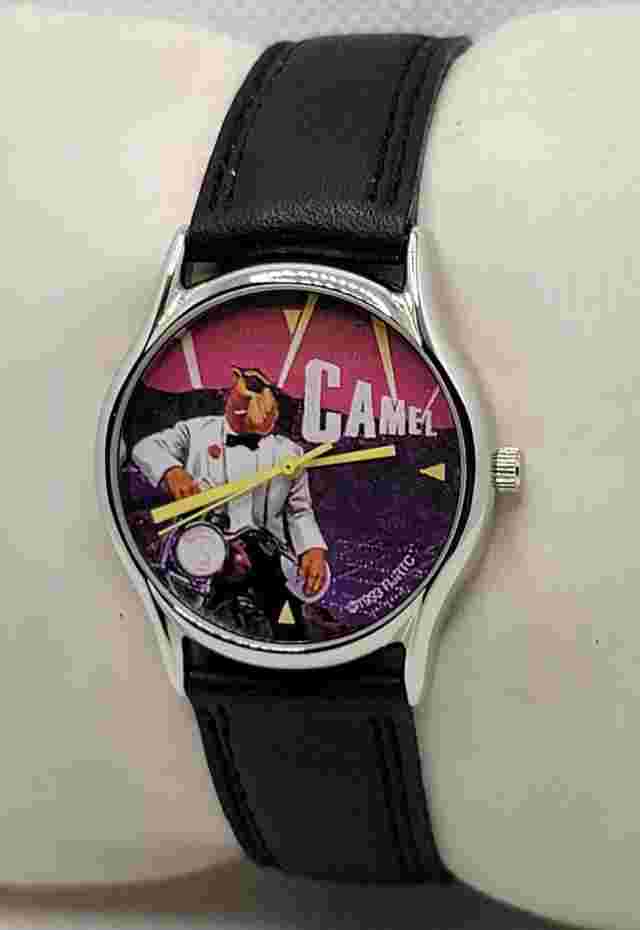 Unisex Camel 1993 RJRTC Round Silver Tone Black Leather Band Analog Watch I8