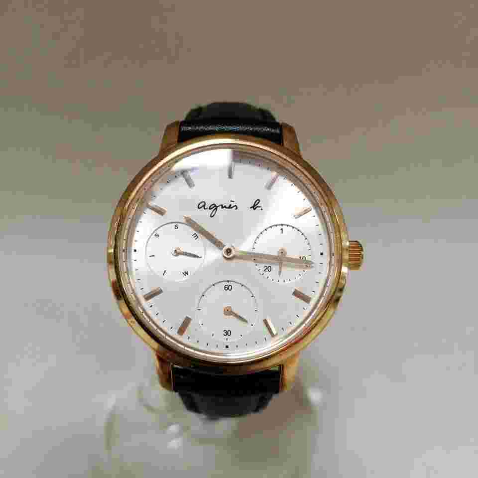 Agnes B. Black Gold Color Vd75-Kgz0 Quartz Wristwatch EvJ32