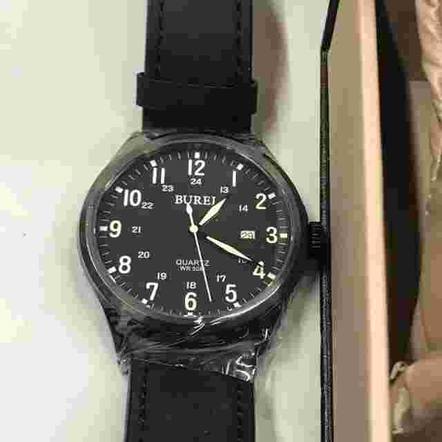 DEAD BATTERY! BUREI Mens Watch  Black 50M
