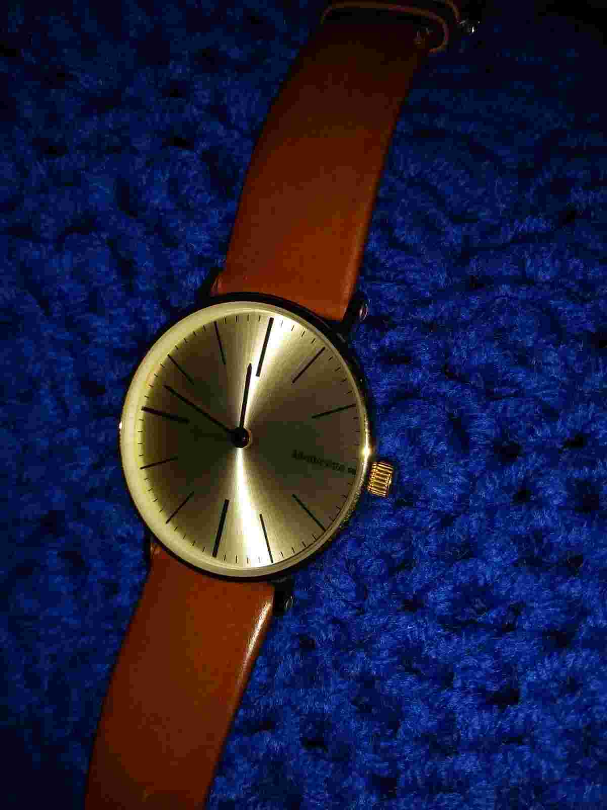 Cesare Watch in Gold with Cognac Face & Cream Leather Strap EUC!!!!!