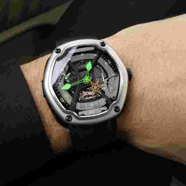 Reef Tiger Men Automatic Watches Luxury Watch Mechanical Wristwatch Hexagon Case