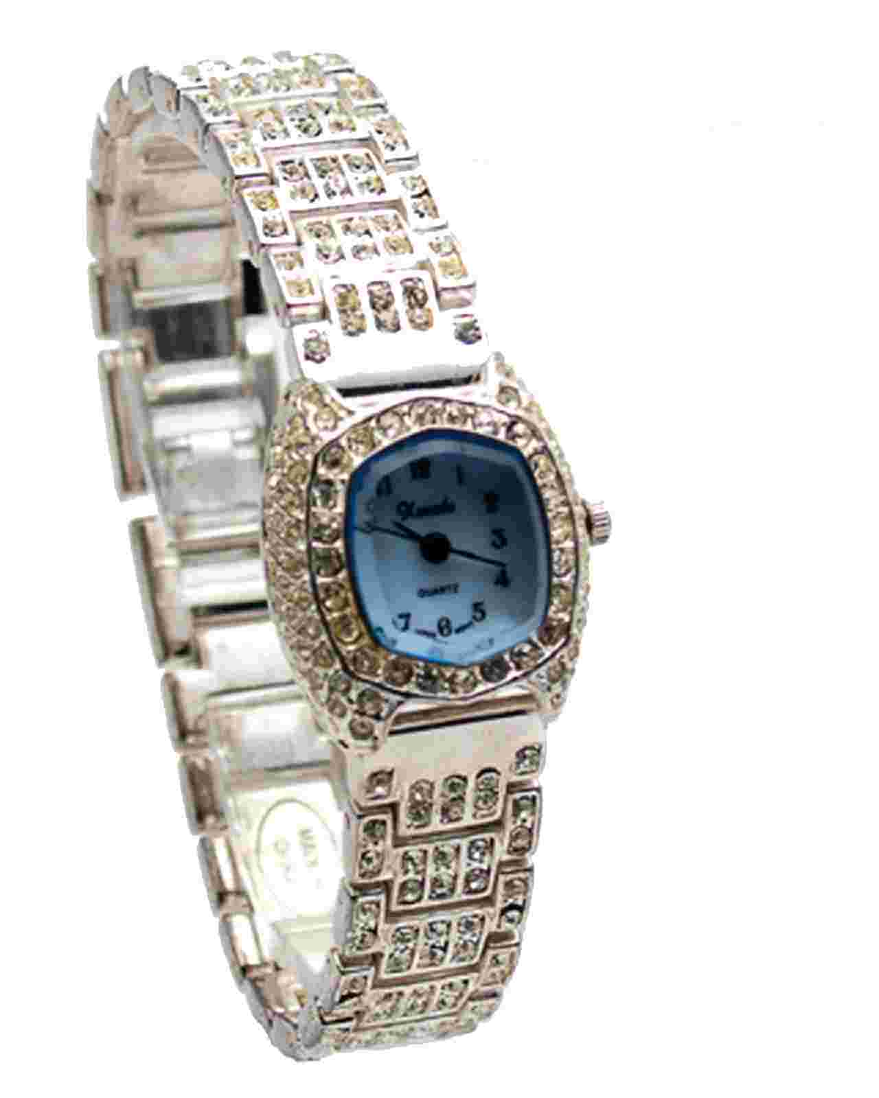 XANADU:WOMEN'S CUT CRYSTAL SILVER FINISH METAL BAND CRYSTALSTONES ANALOG WATCH