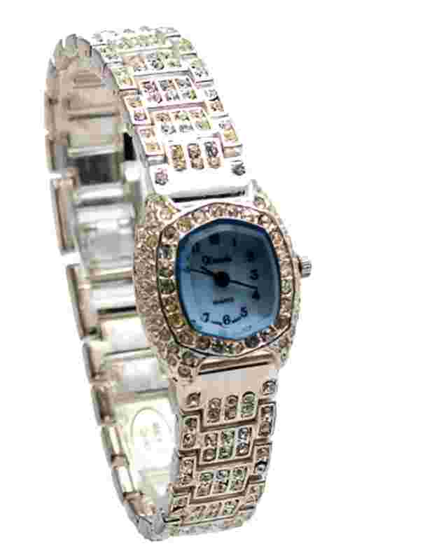 XANADU:WOMEN'S CUT CRYSTAL SILVER FINISH METAL BAND CRYSTALSTONES ANALOG WATCH