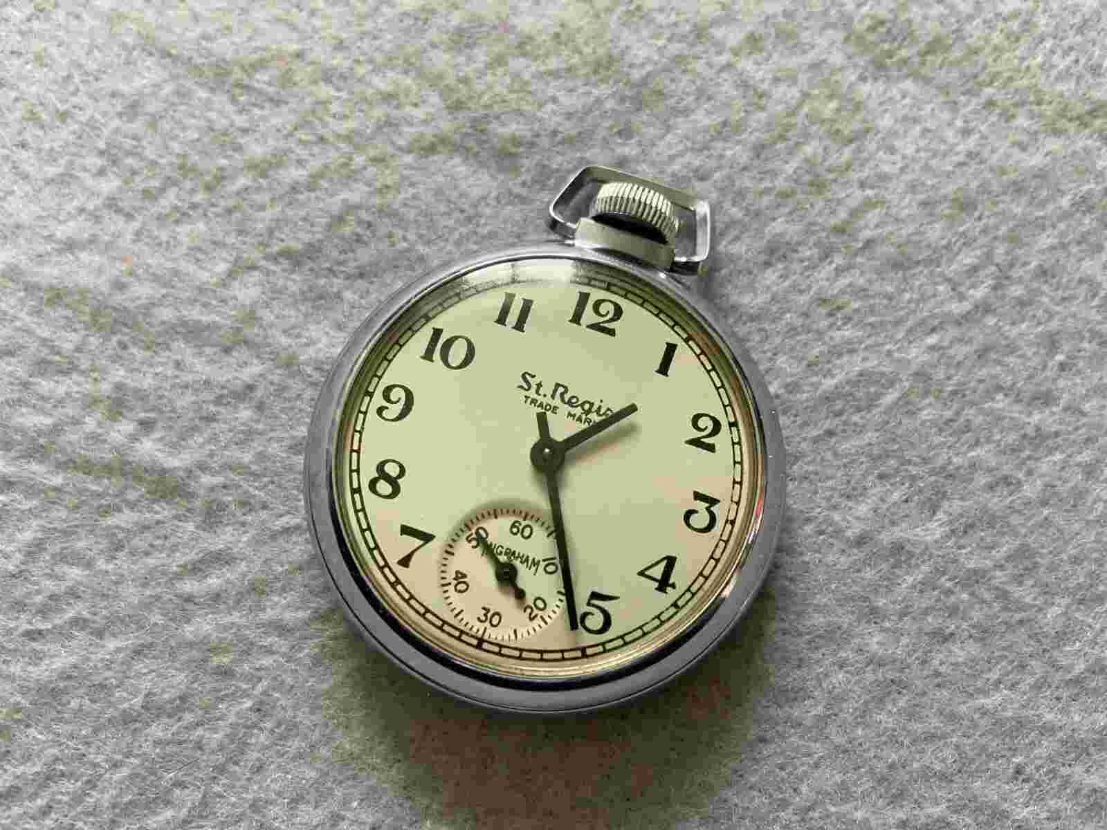 Ingraham St. Regis Vintage Mechanical Wind Up Pocket Watch