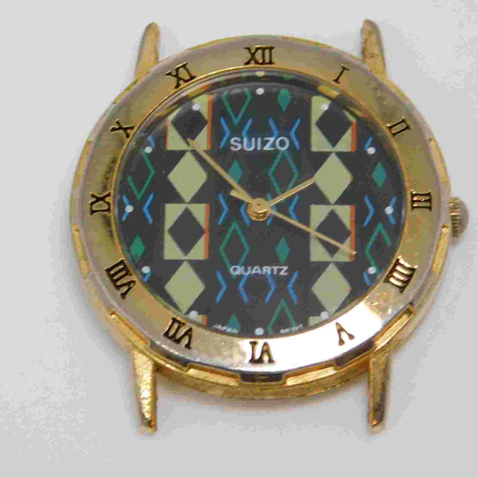 Vintage SUIZO Gold Tone Case Quartz Analog Unisex Watch New Battery