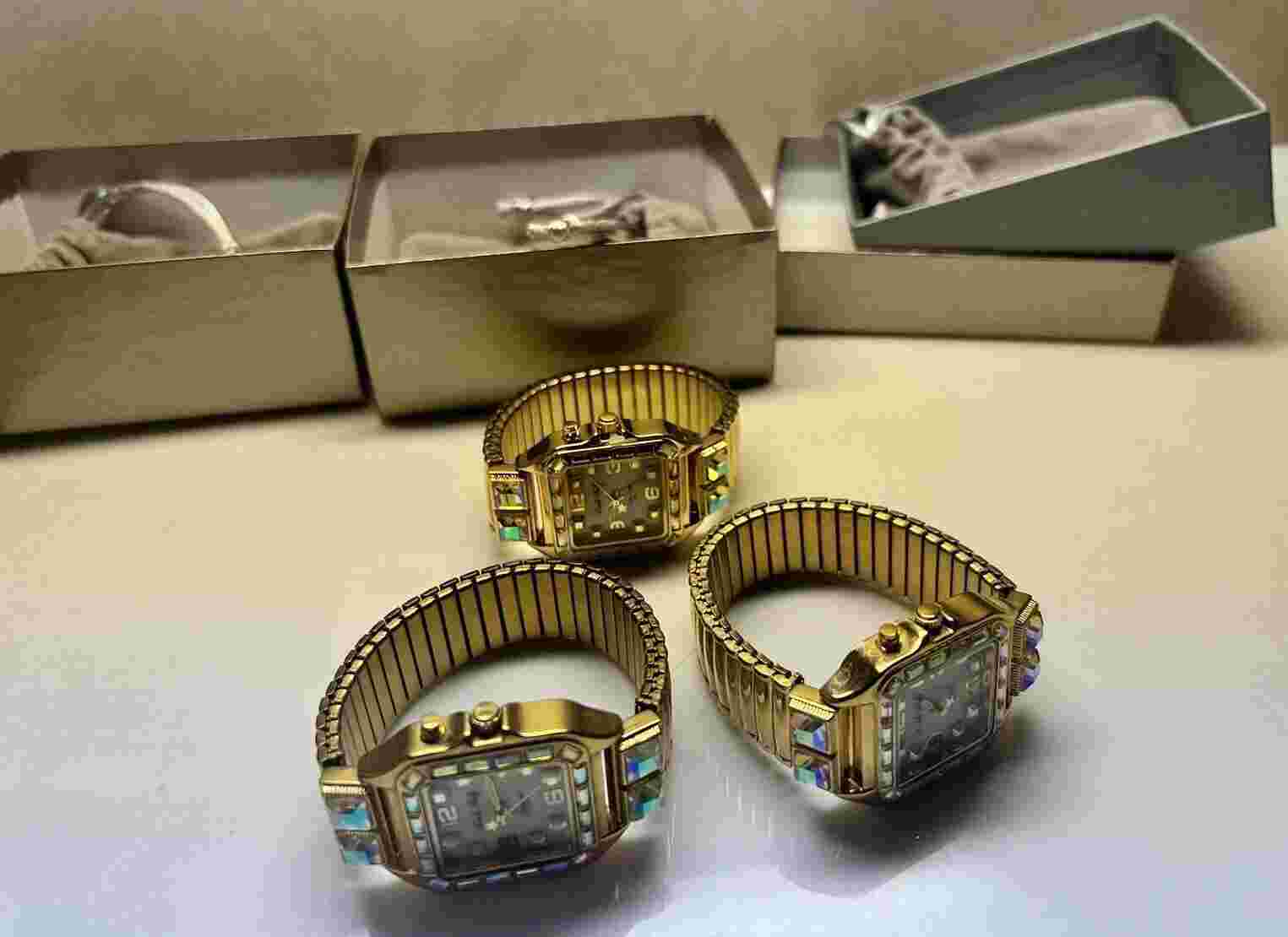 Kirks Folly Aurora Borealis Crystal Goddess Fairy Light-Up 7-1/4" GoldTone Watch