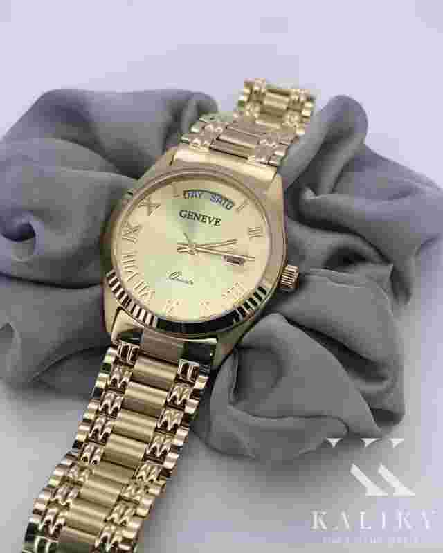 Yellow 14k 585 gold beautiful Lady Man Unisex Geneve watch mw013ydg&mbw006yo-f