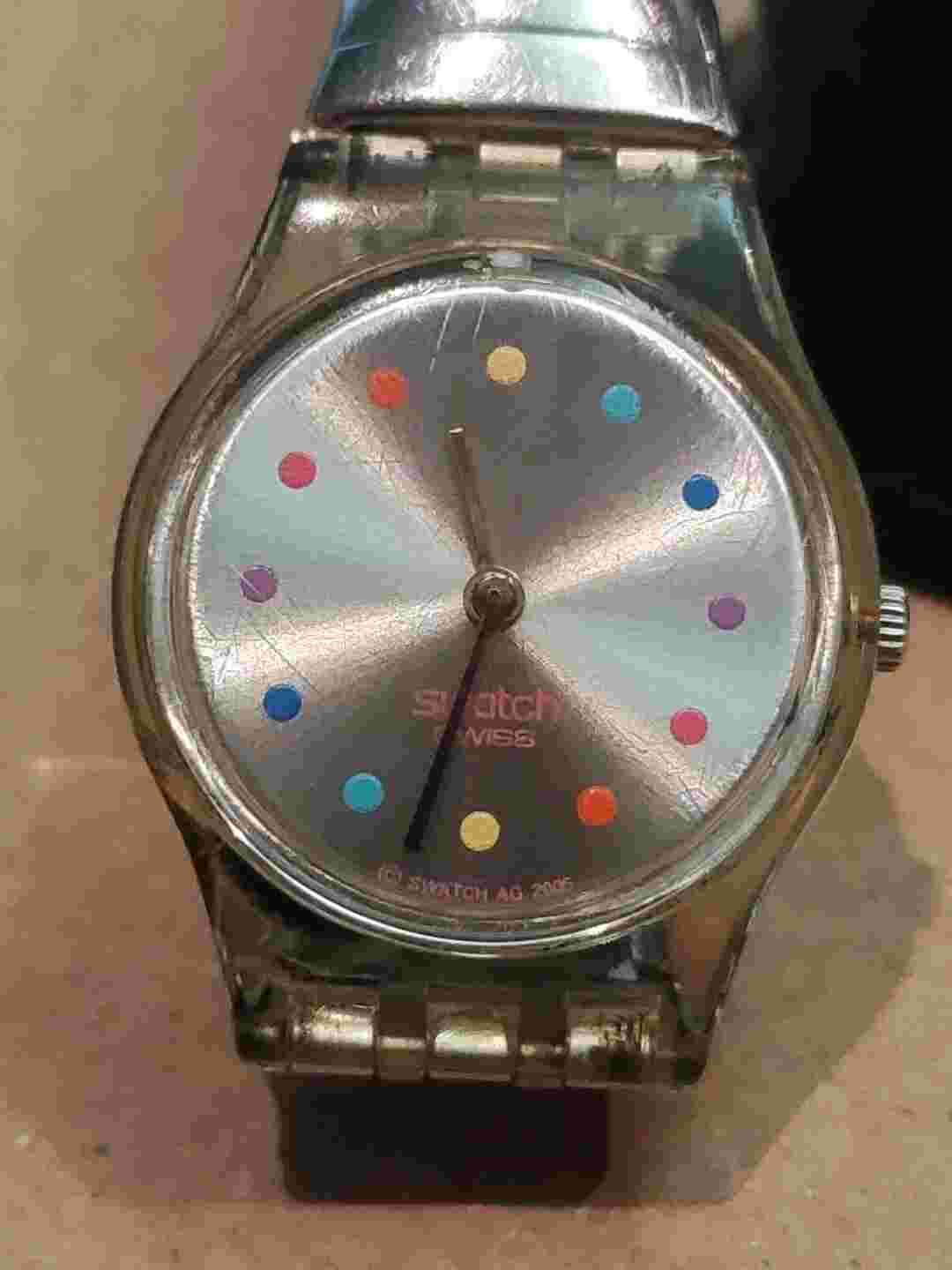 2006 Classic Swatch lady Watch for Women Simple Design Rainbow Hour Markers RARE