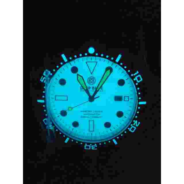 Deep Blue White Full Lume Master 1k Automatic Diver
