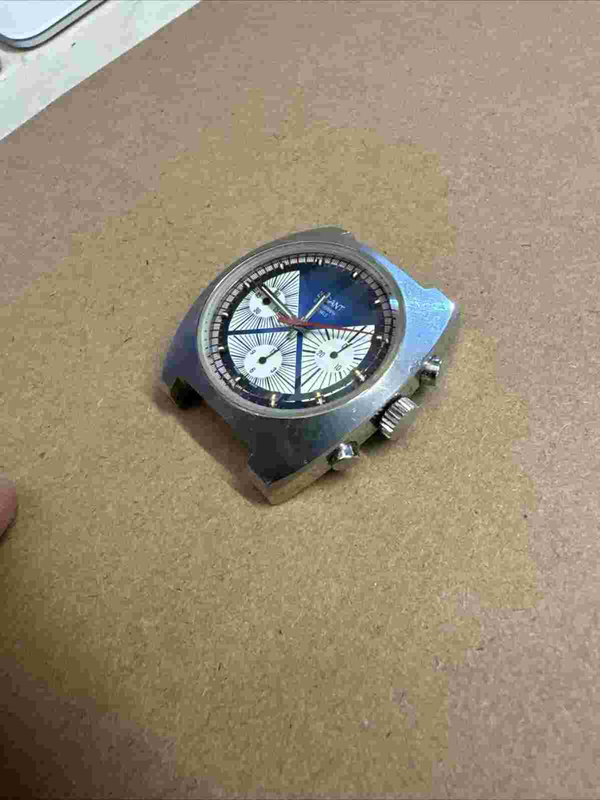 Le Gant LeGant Chronograph 3 Reg 1970s 17 jewel 38mm Valjoux 7736 needs service