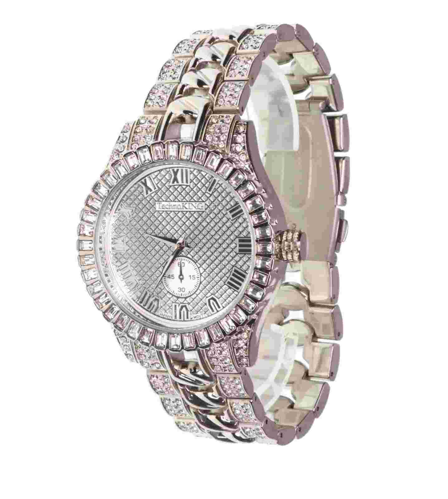 Men's Techno King Silver Finish Metal Band Fashion Hip Hop Watch