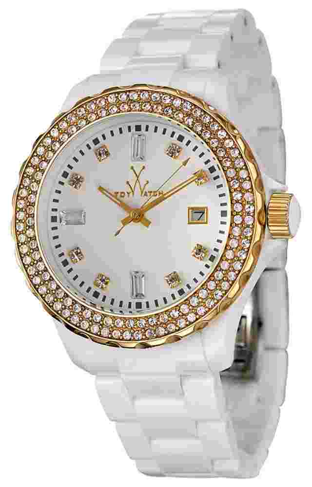ToyWatch PCLS25PG Crystal Gold Tone Bezel White Band  Watch $295 GREAT GIFT