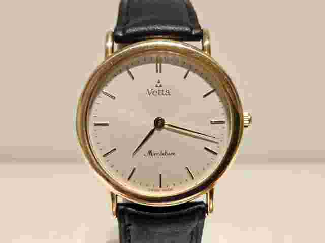 VINTAGE RARE LUXURY SWISS GOLD PLATED MEN'S QUARTZ WATCH "VETTA" MONTELUCE 6J.