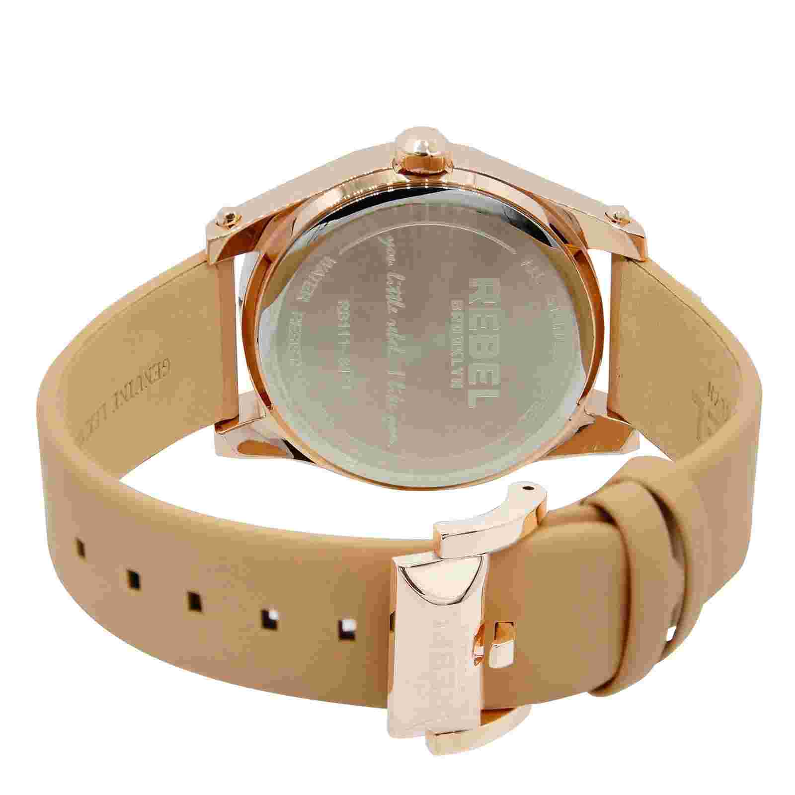 Rebel Women's RB111-8151 Gravesend Crystals Puzzel-Piece Dial Tan Leather Watch