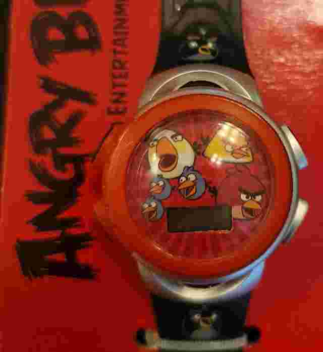 Unisex Adults/Kids ANGRY BIRDS LCD Digital WATCH Black Rubber Strap "Feelin Fly"