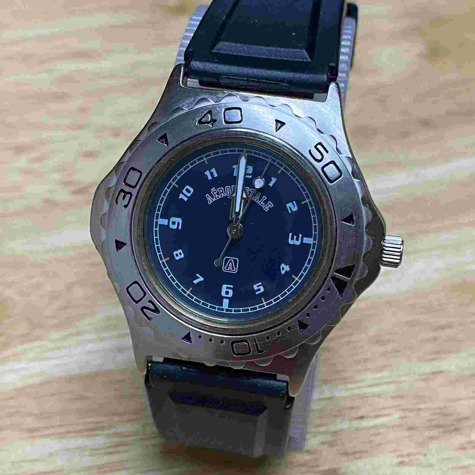 VTG Aeropostale Small Unisex Silver Rotating Bezel Analog Quartz Watch~New Batte