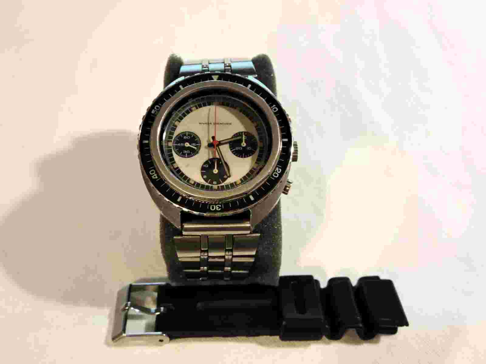 Vintage Nivada Grenchen Paul Newman Panda Dial Triple Chronograph X LARGE 45mm