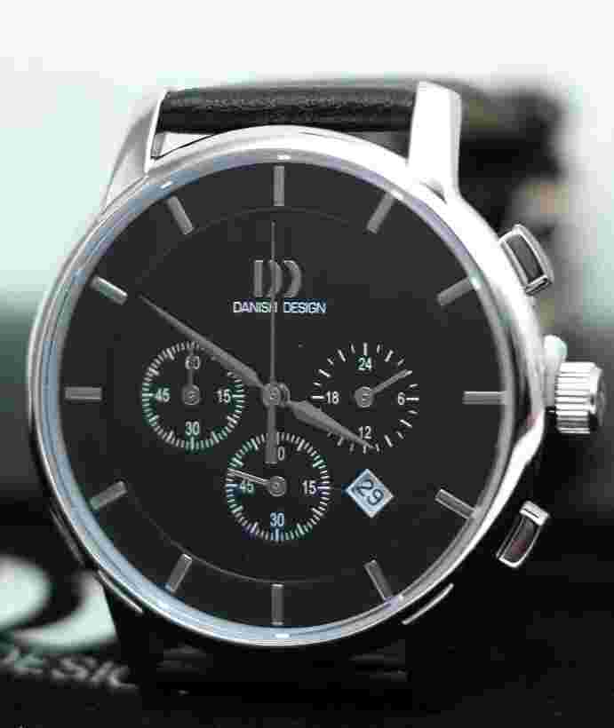 Danish Design Luxury Gents Black Leather Watch Chronograph 3314326 B0049MO13C