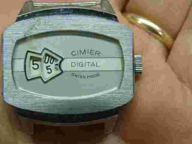 Vintage Rare Swiss Made Cimier Digital Jump Hour Manual Wind Watch