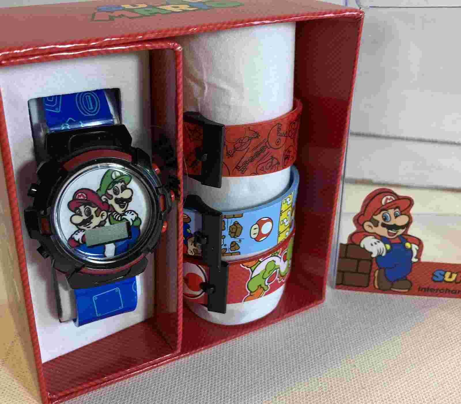 Super Mario & Luigi Child’s Watch 4 Changeable Bands PARTS ONLY - NOT WORKING