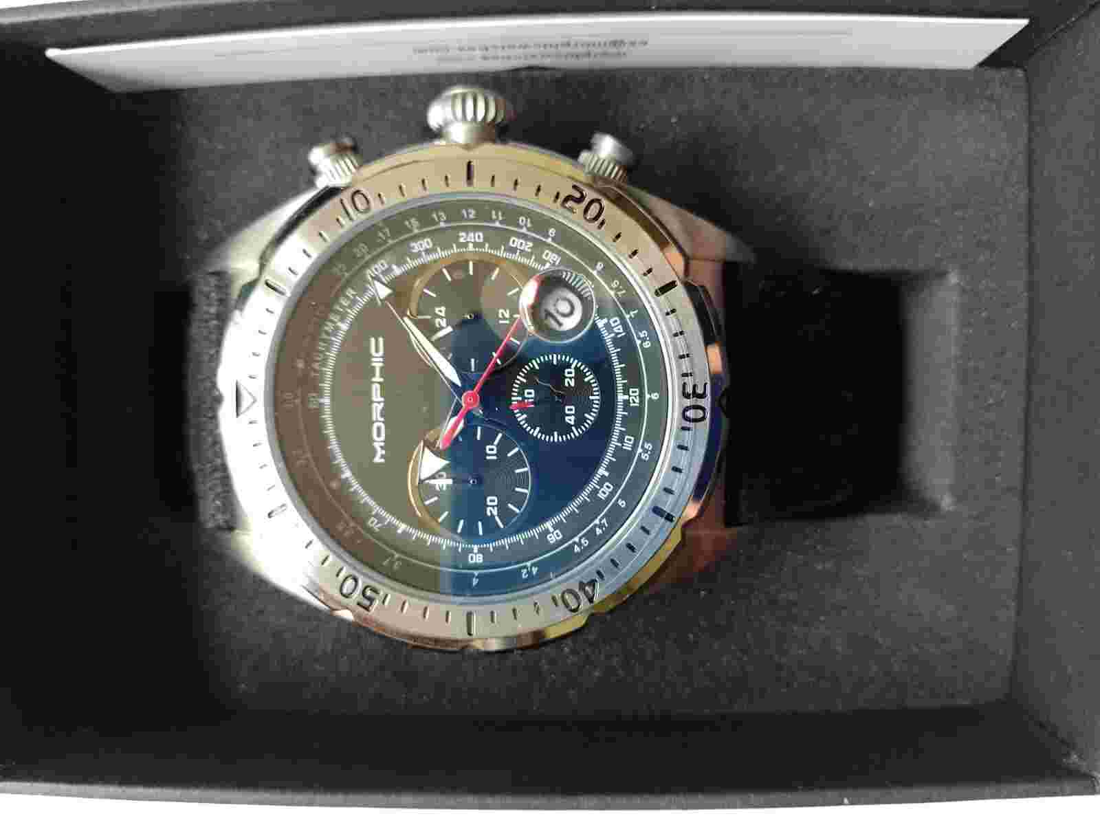 Morphic M53 Series Chronograph Fiber-Weaved Leather-Band Watch w/Da