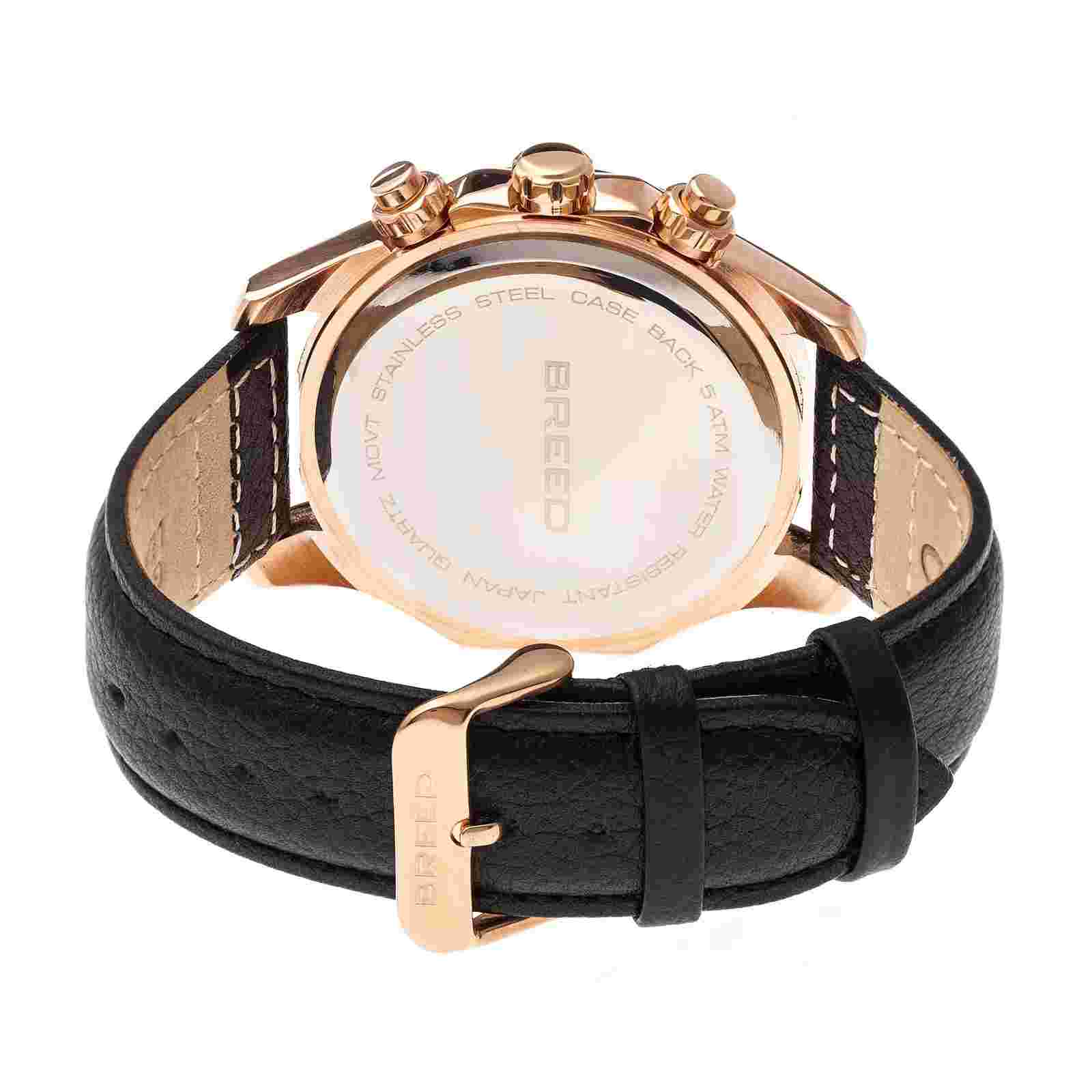 Breed Lacroix Men's Chronograph Dark Brown Leather Rose Gold Watch BRD6803