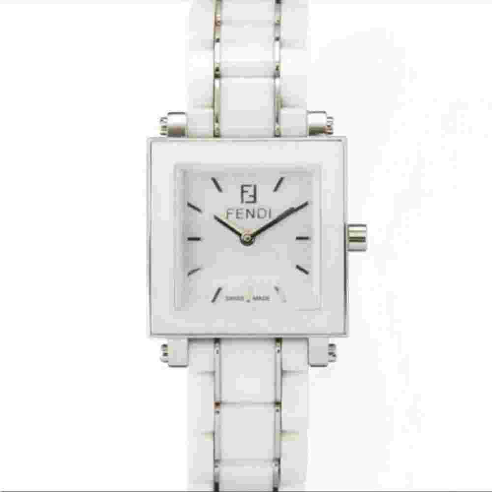 Fendi White Square Watch Stainless Steel