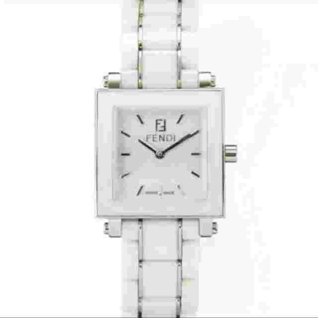 Fendi White Square Watch Stainless Steel