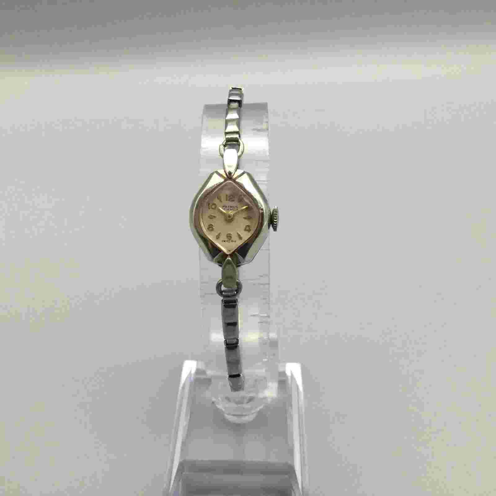 Vtg Primus Watch Women 10K Rolled Gold Plated 16mm Oval 17 Jewels  Manual Wind
