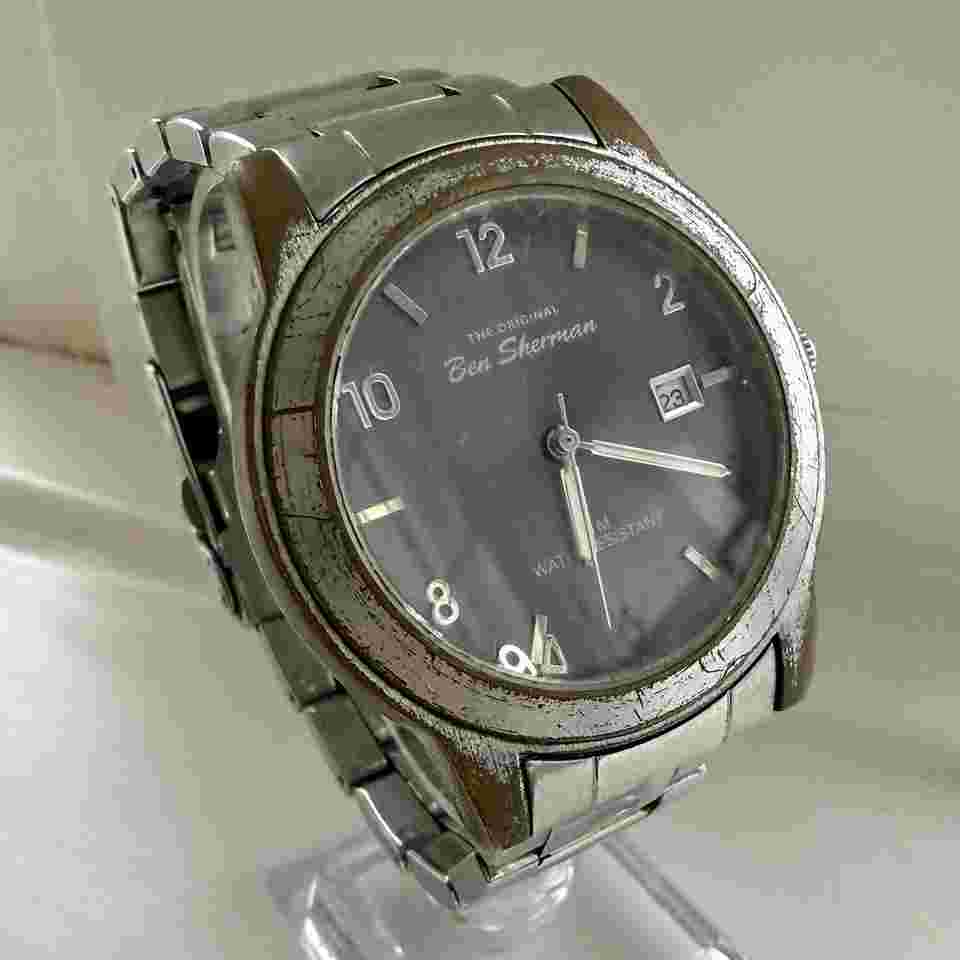 Ben Sherman Watch With White Metal strap and Date Display.  Working Order