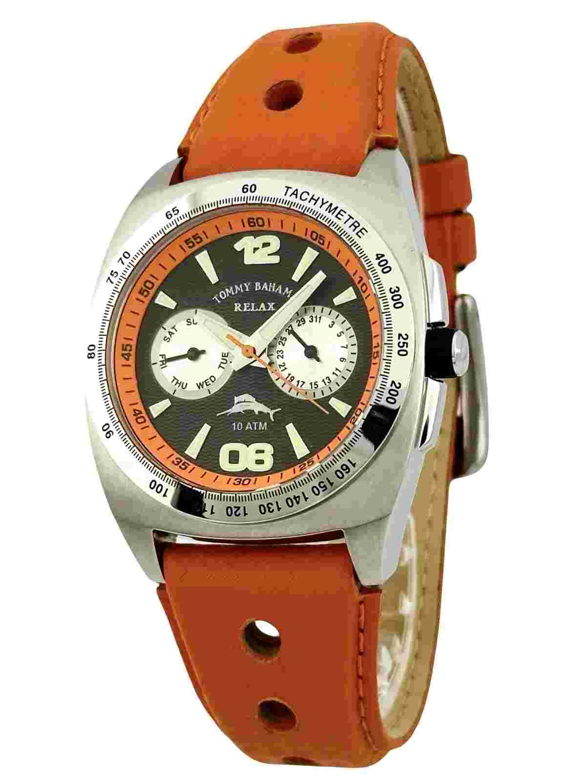 Tommy Bahama RLX1018 BEACH COMBER Multifunction  Orange Neoprene Strap Watch