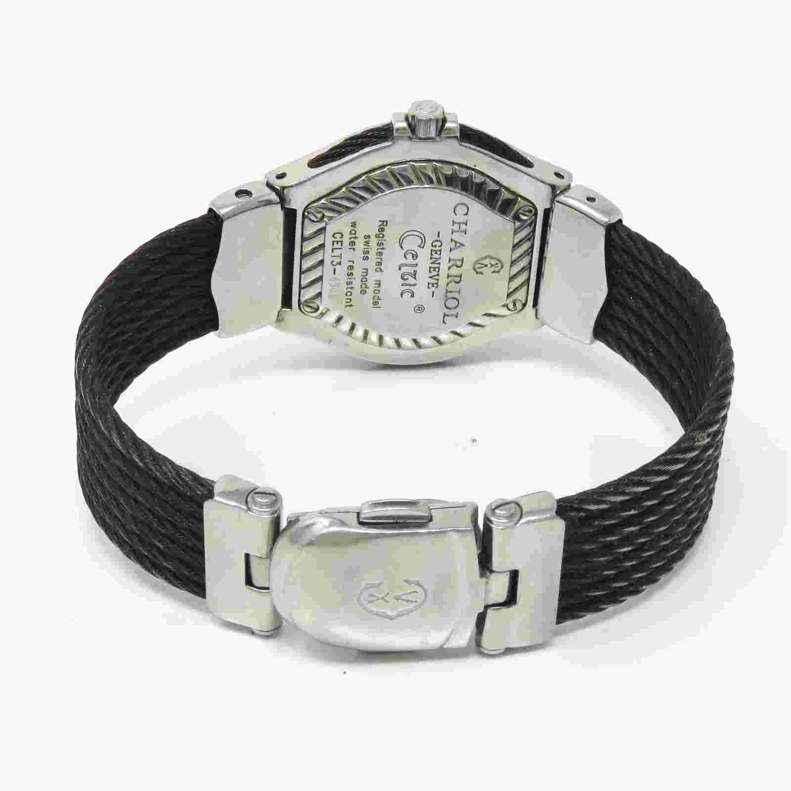 NYJEWEL Charriol Celtic Diamond Chevron Cable Women's Quartz Watch 7"