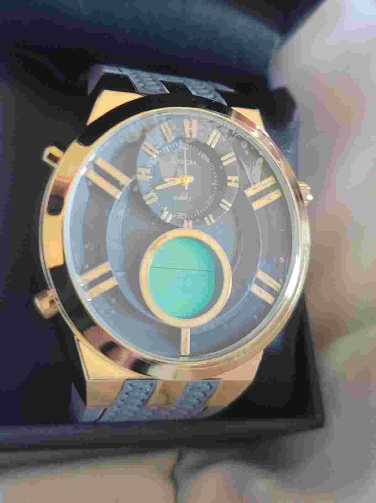 Axiom Men's Digital Analog Watch Gray Gold Silicone Band #CR2025/SR626SW
