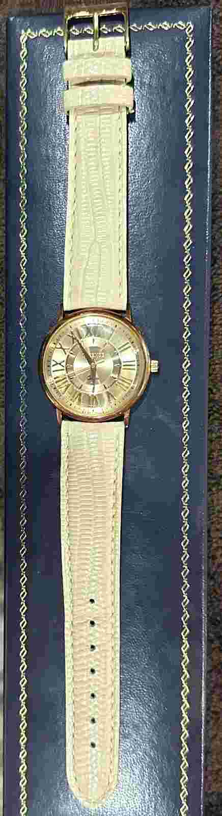 Vicence Ladies 14K Gold Watch 26mm Case & Steel Back - Perfect Condition