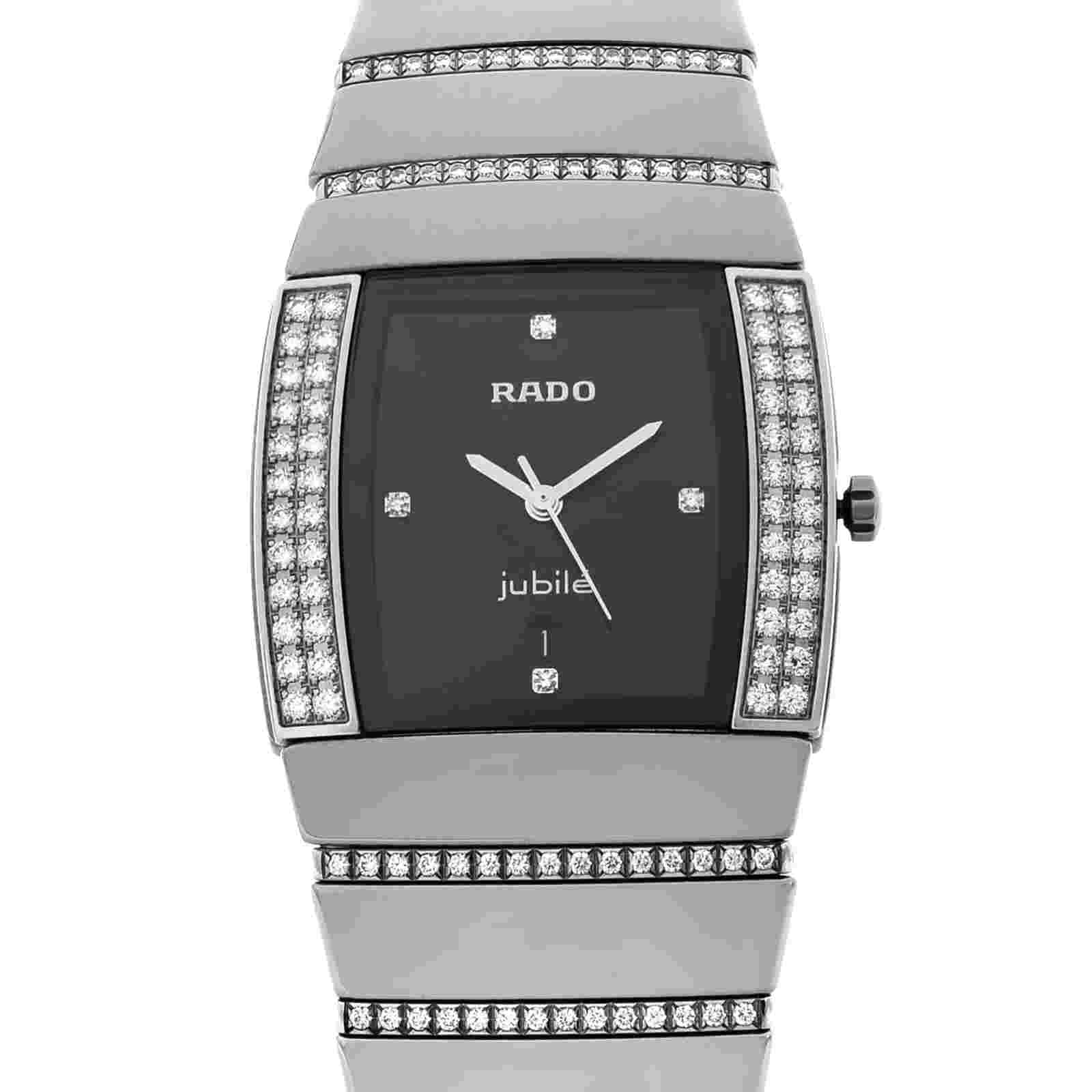 Rado Sintra Jubile 30mm Ceramic Diamond Bezel Black Dial Quartz Watch R13577719