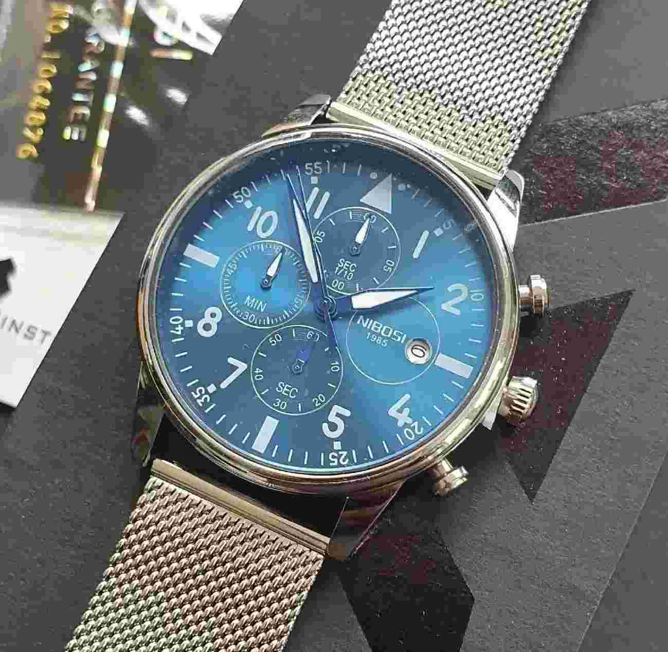 Men Chronograph Watch Aviator Pilot Luxury Sport Business Stainless Steel