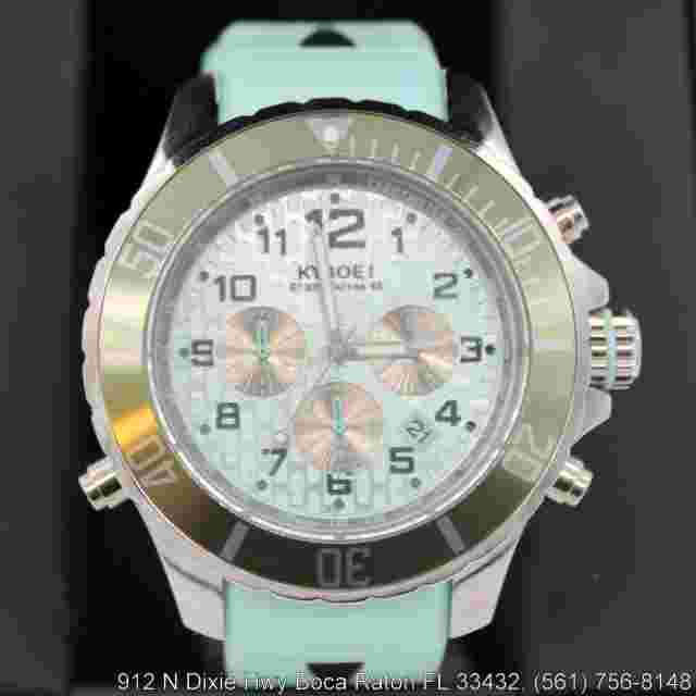 KYBOE! Giant Chrono/Tachymeter 48mm, Backlight, Cyan/Green 10 ATM WR, Watch NWT
