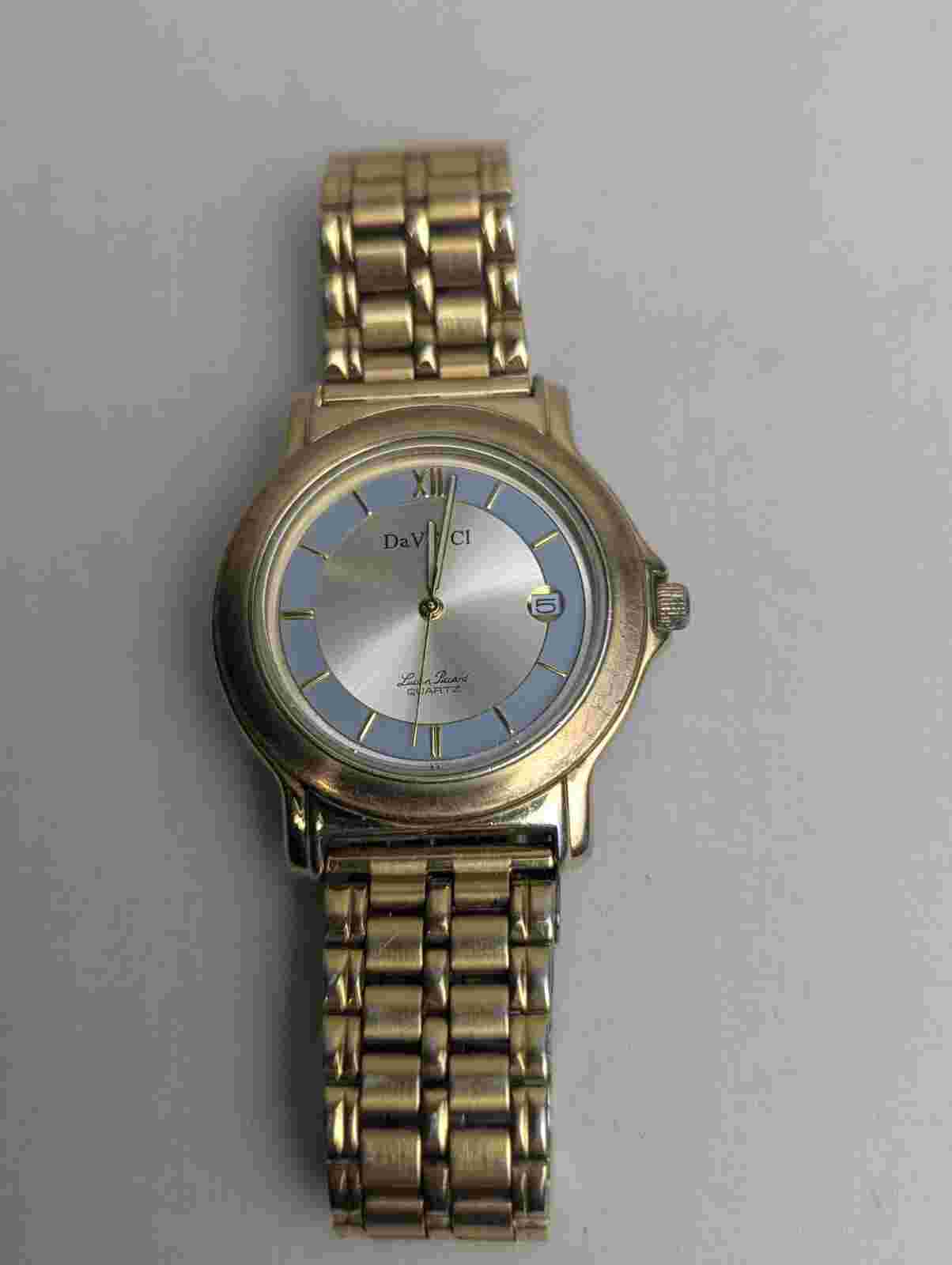 Vintage Da Vinci Lucien Picard Watch Quartz Gold Stainless Steel - Men's