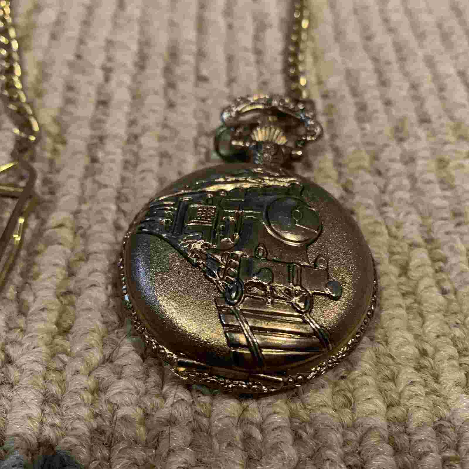 Genova Gold Tone Pocket Watch on Snake Chain