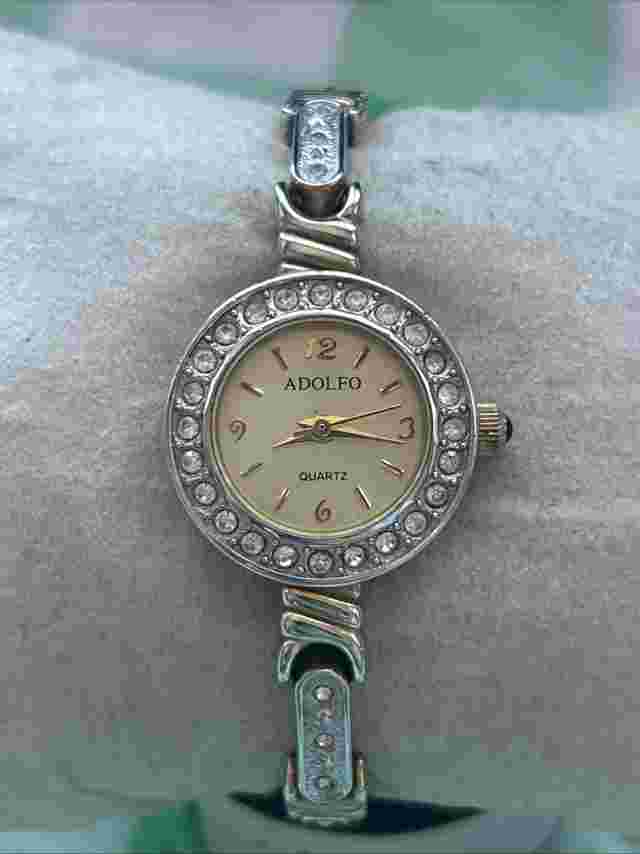 Adolfo Two Tone Rhinestone Bezel Women’s Quartz Watch