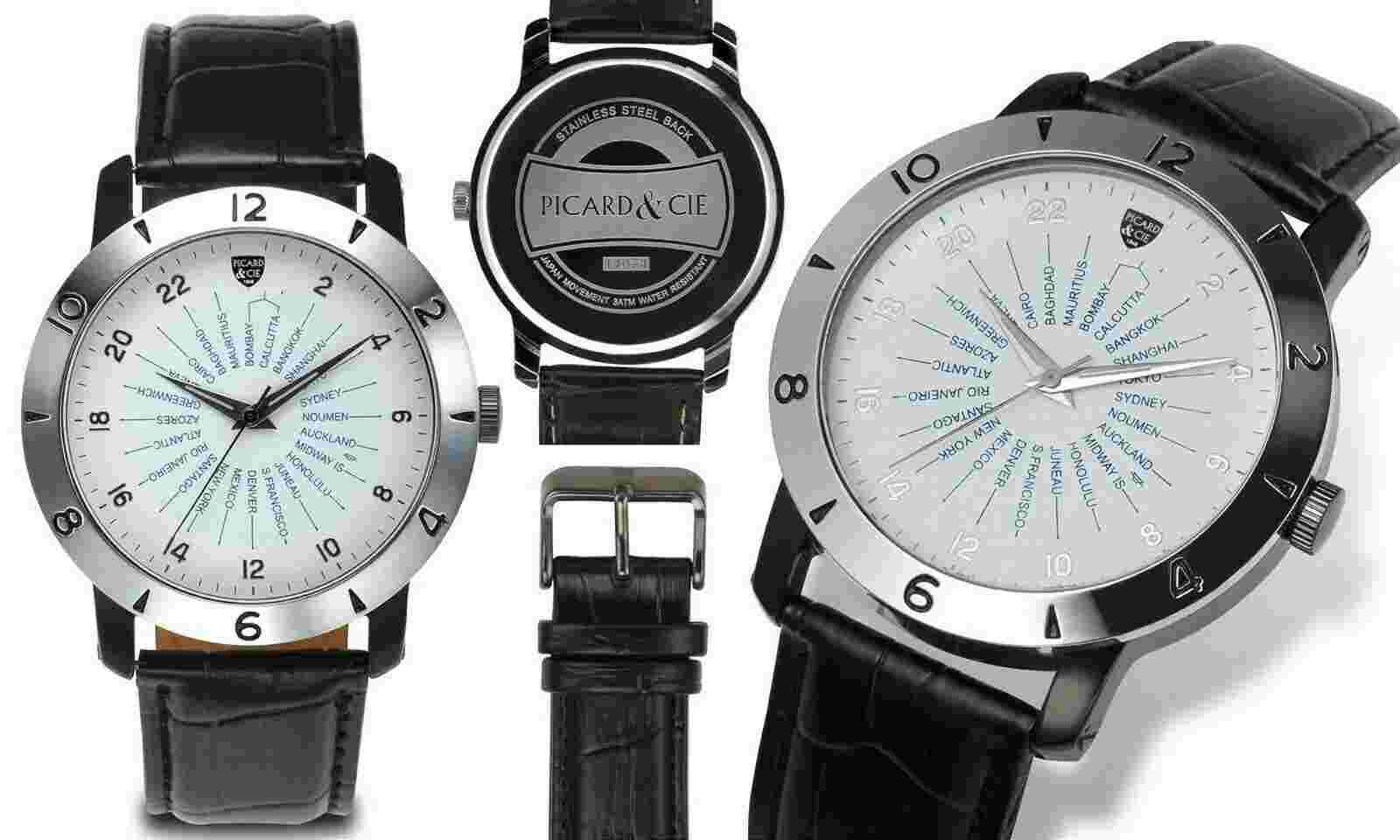 Picard & Cie 14074 Men's Jet Setter Series White Textured Dial Fashion Watch