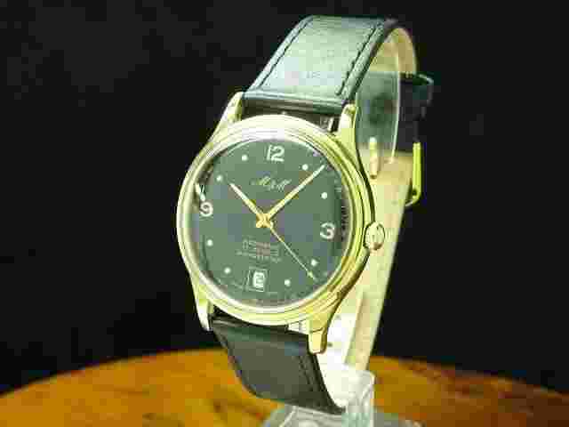 M&M Gold Mantel/Stainless Hand Wound Men's Watch with Date/Caliber Fhf 969-4N